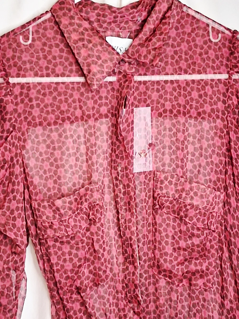 Misa Los Angeles Anika Mini Dress In Cardinal Tile Print S Sheer Chiffon Boho - Picture 3 of 12